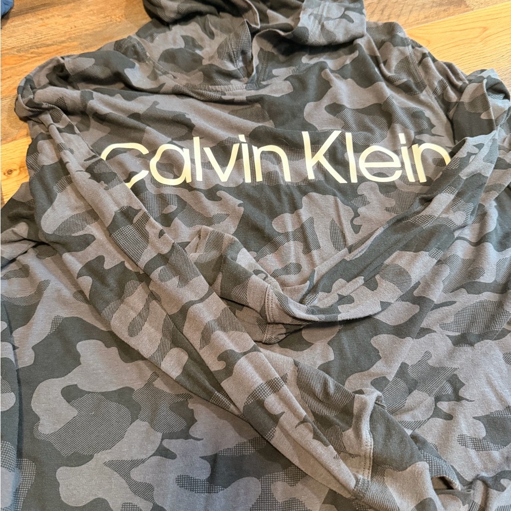 Calvin Klein Gray Camo Logo Pullover Hoodie